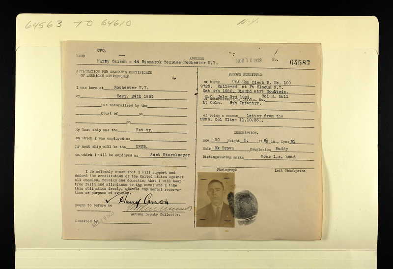 Harry Carson, Seamen's Protection Certificate, Ancestry.jpg