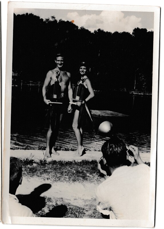Florence and Charles McNabb Holding Trophies won During a Diving Competition