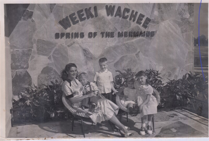 Geanie L.W. Brooks with her Four Children in Front of Weeki Wachee's Mermaid Villa
