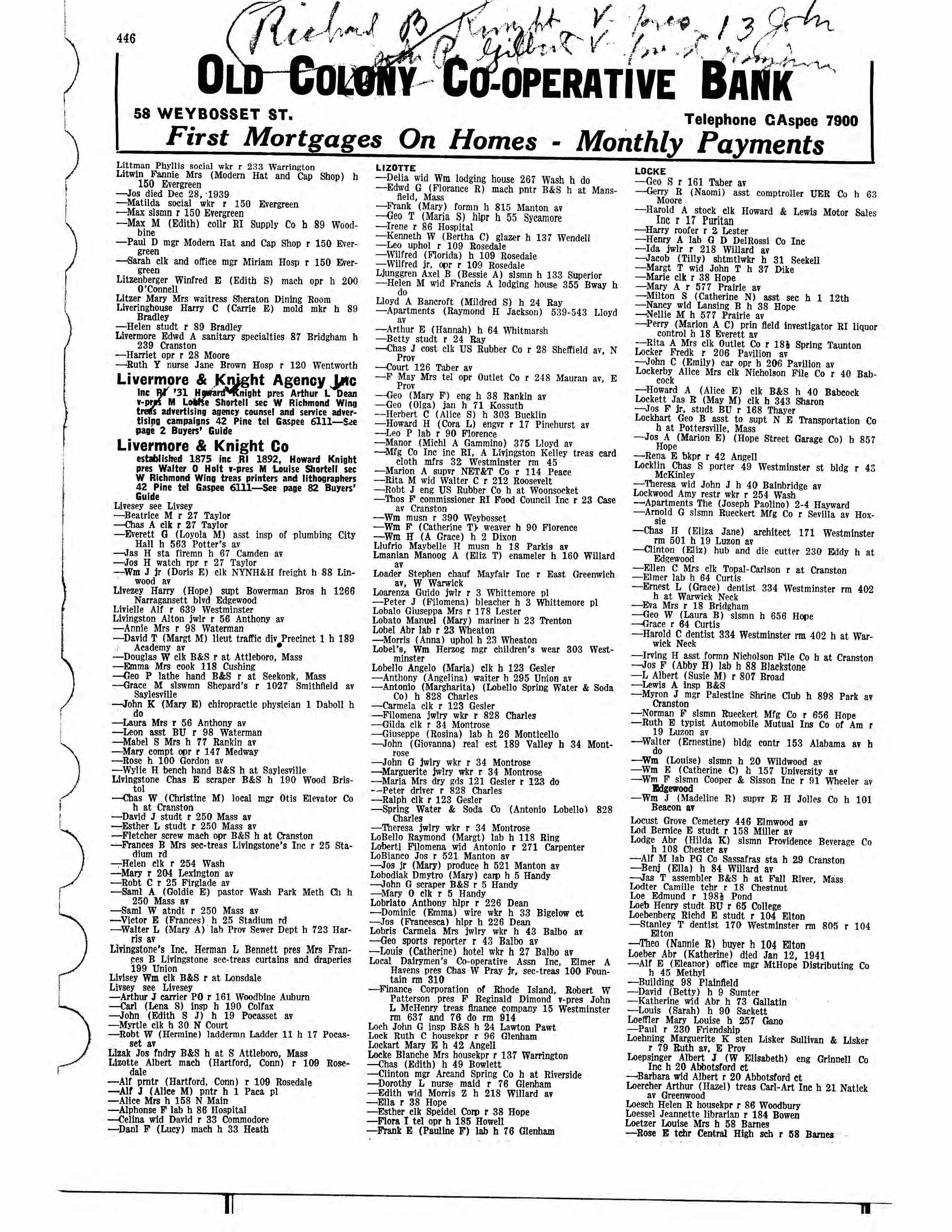 1941 Providence City Directory