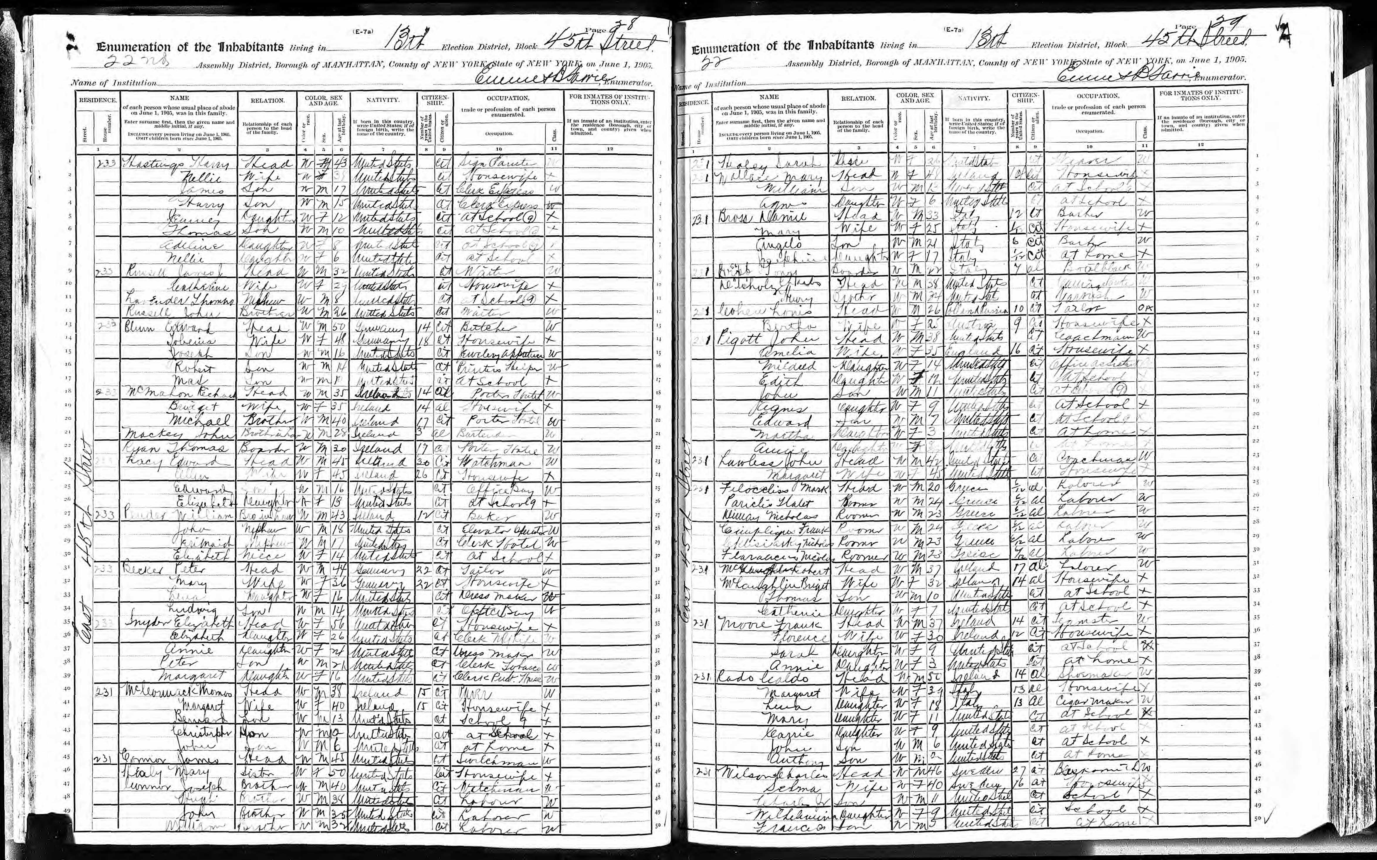 1905 NY Census, Max Blum, line 17