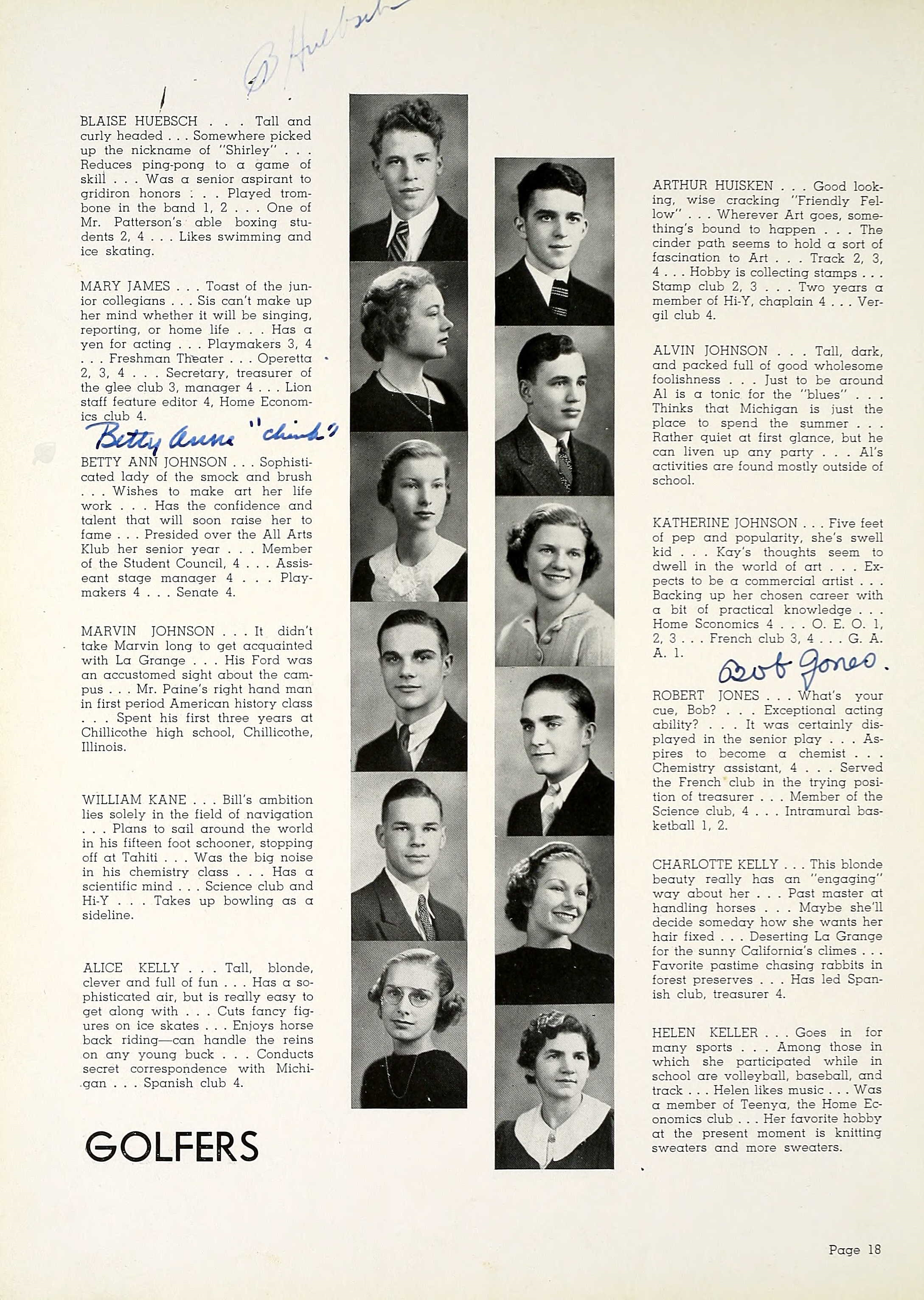 1937, Lyons Township High School Yearbook Photo