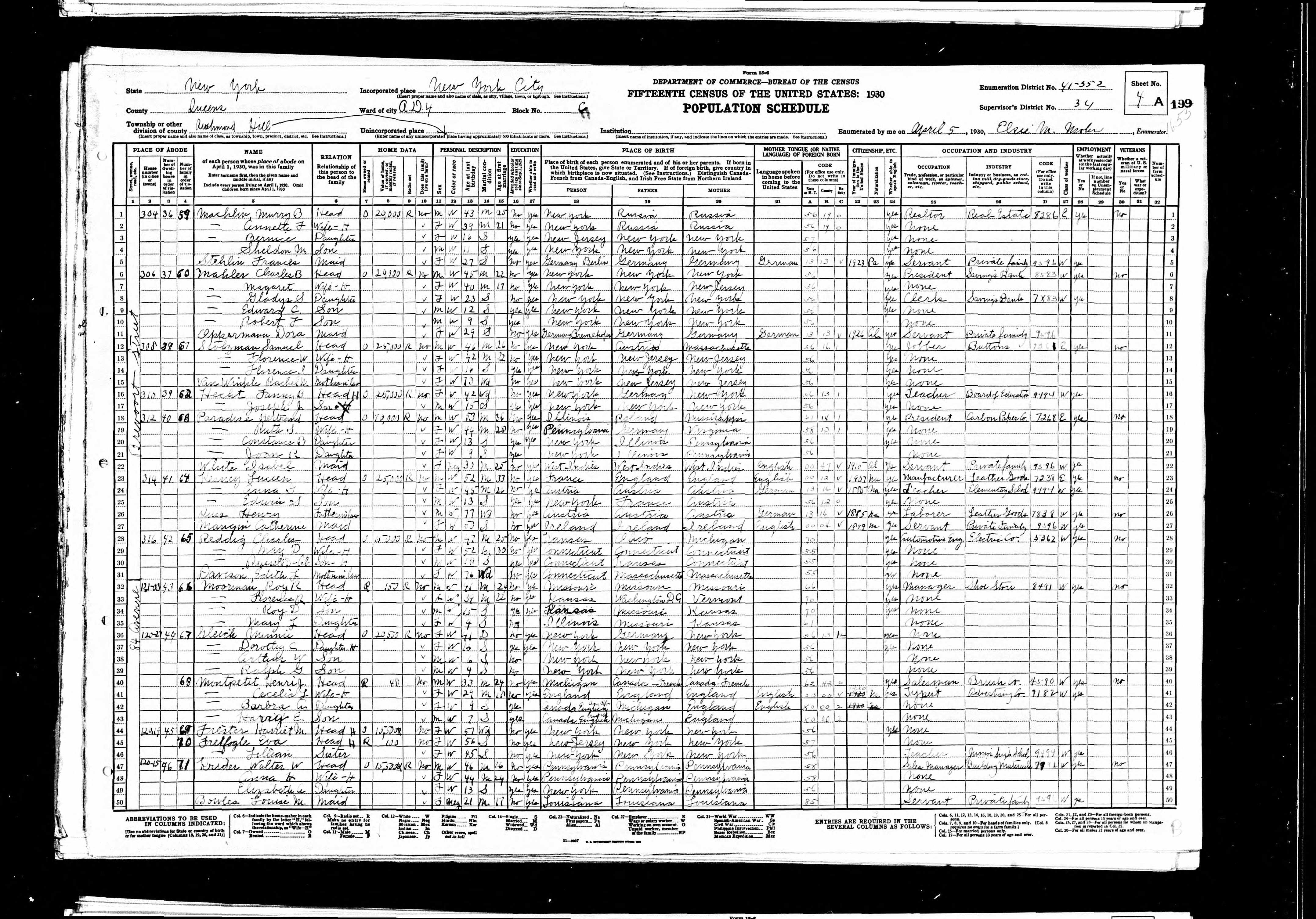 U.S. Census for New York City - Queens Borough, New York 1930