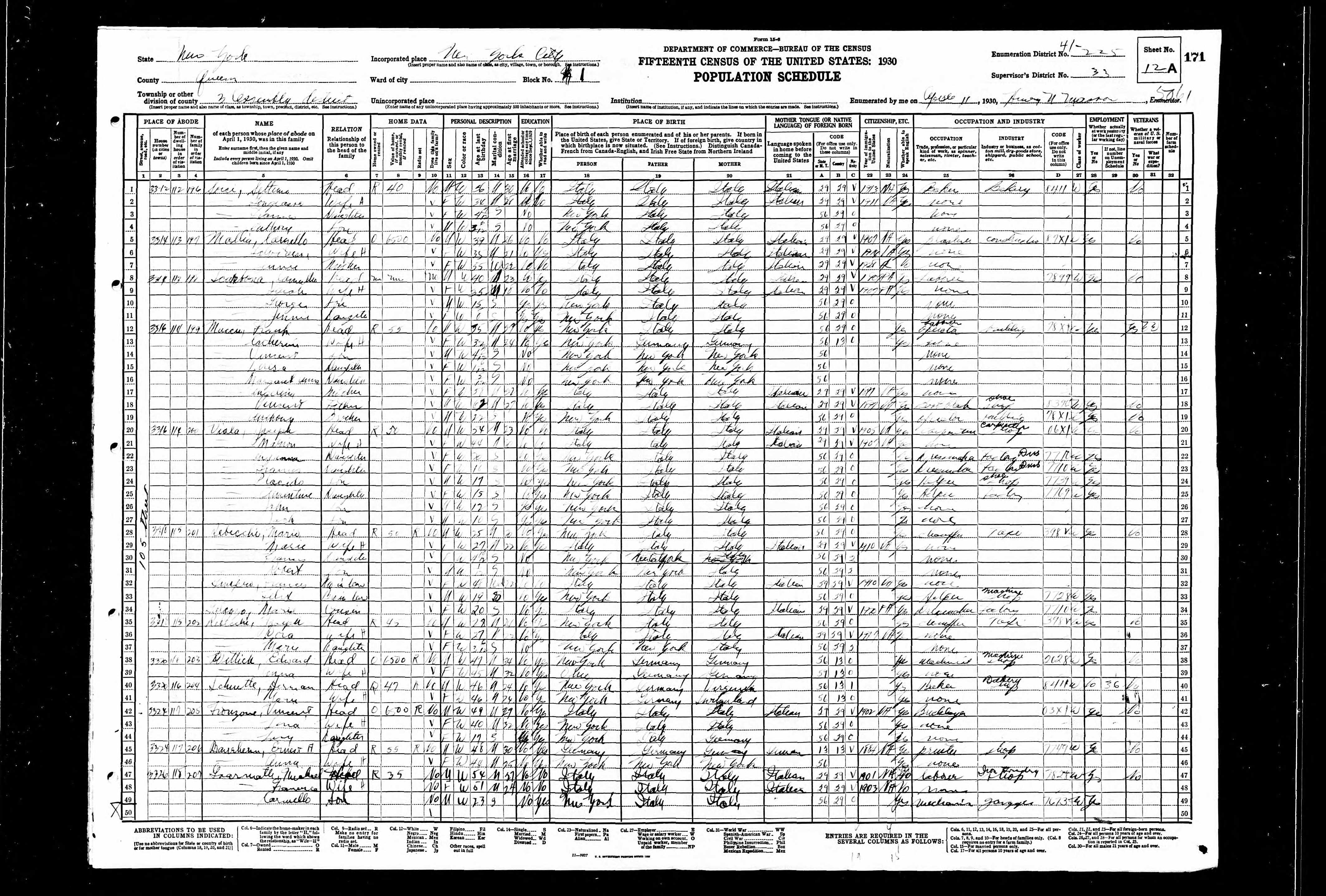 1930 US Census, Settimo Sorci, lines 1-4