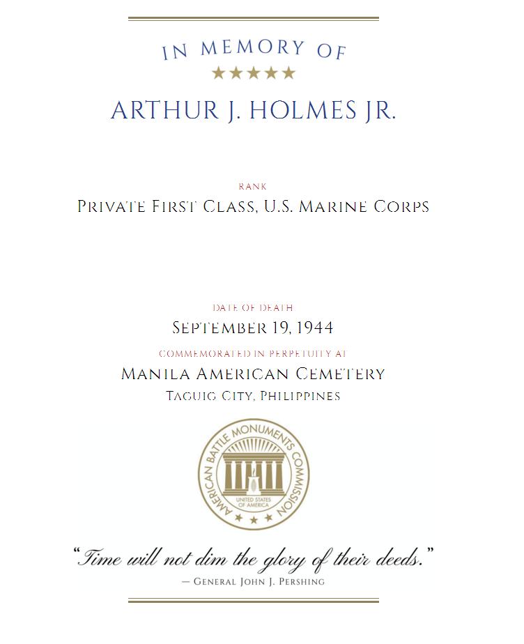 In Memory of Arthur J. Holmes Jr.
