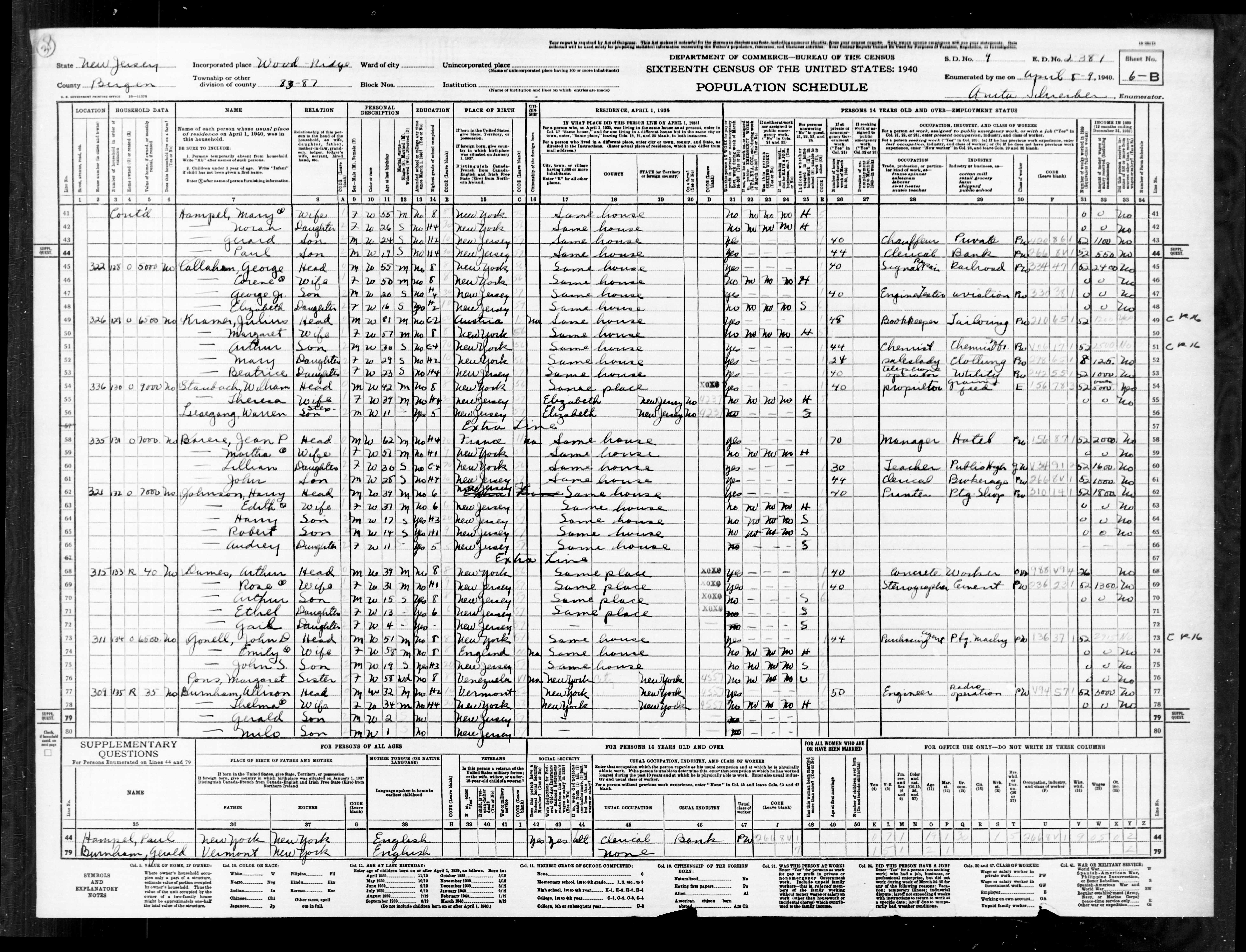 1940 US Census, Warren Liesegang, line 56