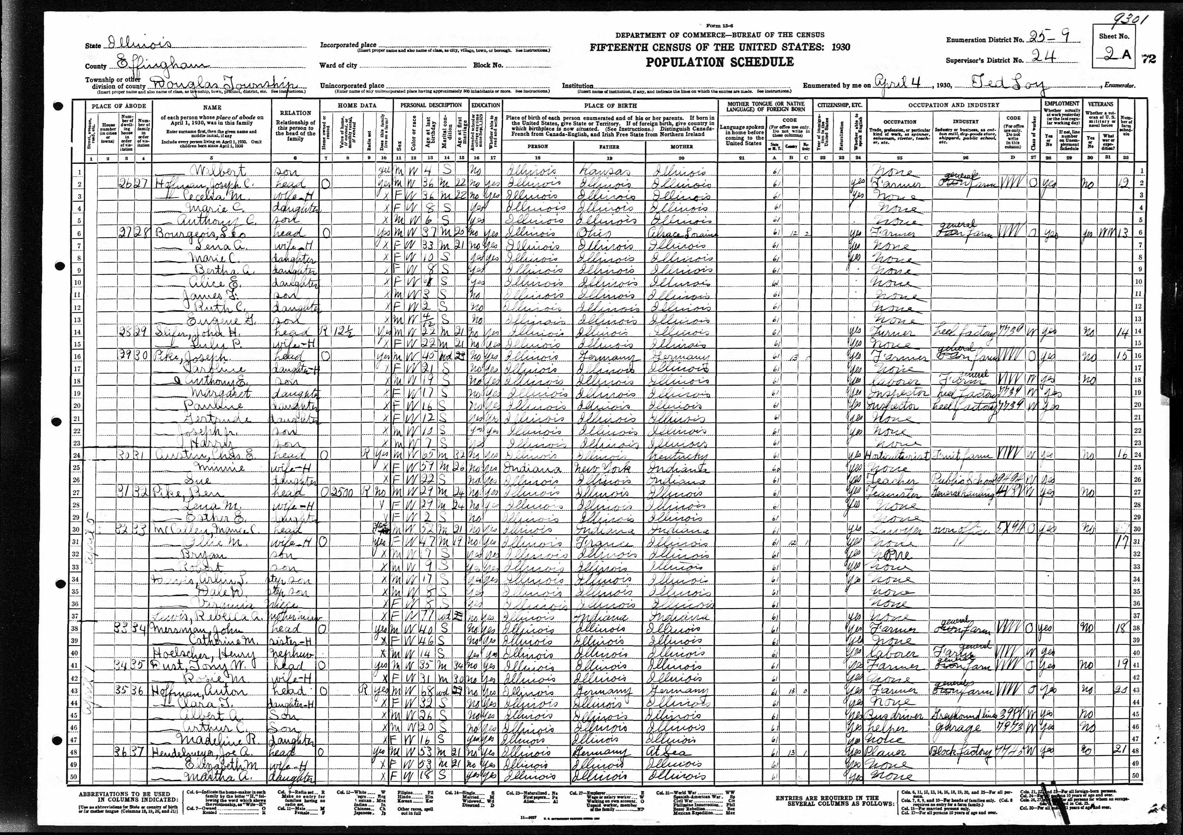 1930 US Census, Dale Davis, line 35