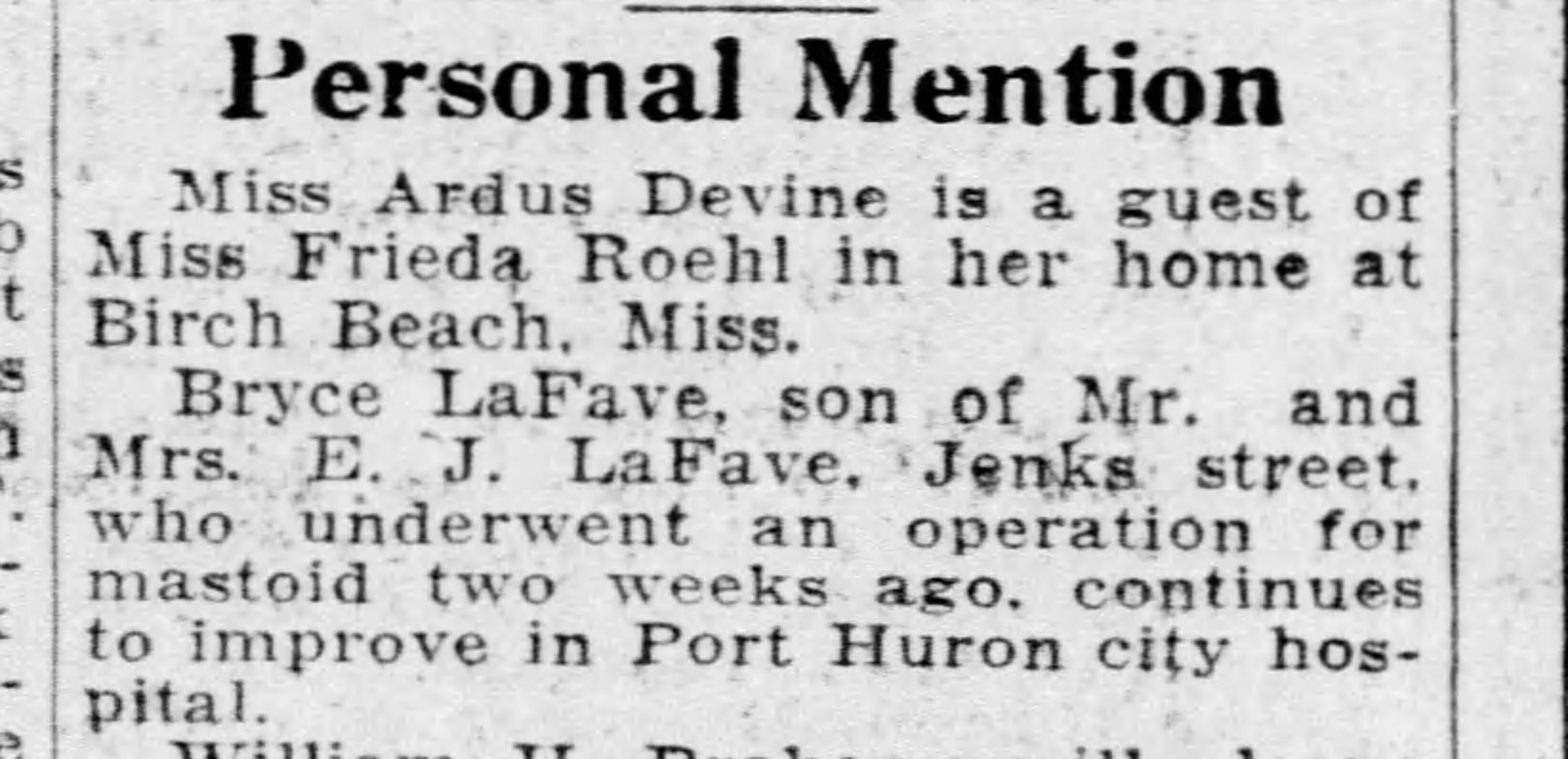 'Personal Mention,' Times Herald, August 9, 1929