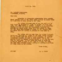 Letter from Joshua Coffin Chase to Corbett Hutchinson (April 15, 1931)