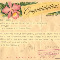 Telegram from Lew Emmerich to Dr. Cal Fowler (May 15, 1963)