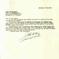 Letter from John M. May to John T. Creighton (November 20, 1963)