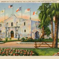 Under Six Flags, Showing the Alamo, Built in 1718 Postcard