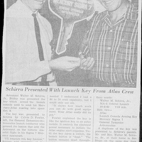 Schirra Presented with Launch Key from Atlas Crew