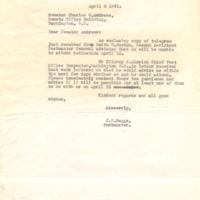 Letter from James D. Beggs to Charles O. Andrews (April 8, 1941)