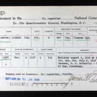 Interment Control Form, 1937