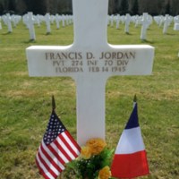 Headstone of Private Francis D. Jordan at Epinal American Cemetery and Memorial