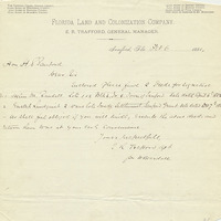 Letter from E. R. Trafford per William Beardall to Henry Shelton Sanford (February 6, 1884)