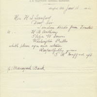 Letter from E. R. Trafford to Henry Shelton Sanford (June 16, 1884)