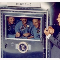 Quarantined Apollo 11 Crew with President Richard Nixon Aboard the USS Hornet