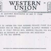 Telegram from J. A. Ulio to Edna P. Hancock (March 11, 1944)
