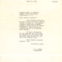 Letter from James D. Beggs, Jr. to Charles O. Andrews (April 8, 1941)