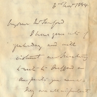 Letter from Edwyn S. Dawes to Henry Shelton Sanford (November 3, 1884)