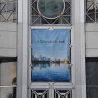 Orlando United Banner at Orlando City Hall