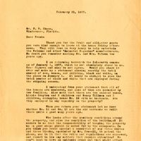 Letter from Joshua Coffin Chase to Franklin W. Chase (February 20, 1937)