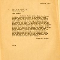 Letter from Joshua Coffin Chase to Mrs. Sydney Octavius Chase (April 26, 1928)