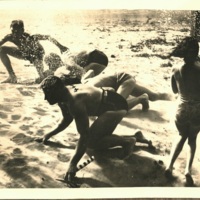 Staged Underwater Footrace Scene