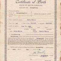 Certificate of Birth for Moddie Miller