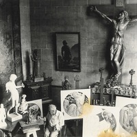 Albin Polasek Working in Art Studio