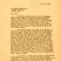 Letter from Joshua Coffin Chase to Corbett Hutchinson (April 26, 1928)