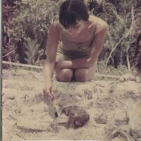 Bonnie Georgiadis at an Archeological dig at Weeki Wachee Springs, July, 1970.