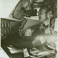 Astronaut Michael Collins in the Command Module Procedures Simulator