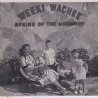 Geanie L.W. Brooks with her Four Children in Front of Weeki Wachee&#039;s Mermaid Villa