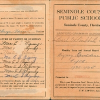 Sanford Grammar School Report Card for Geraldine Rigney-Kinlaw, 1933-1934