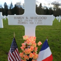 Headstone of Sergeant Hardy B. Alligood at Epinal American Cemetery and Memorial