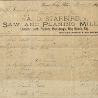 A. D. Starbird Receipt for Isaac Vanderpool (March 17, 1893)