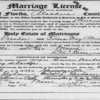 Marriage License and Certificate of Marriage for Van Buren Porcher and Taresa May Alridge