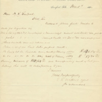 Letter from E. R. Trafford per William Beardall to Henry Shelton Sanford (March 5, 1884)