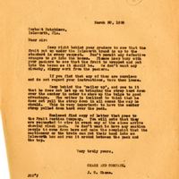 Letter from Joshua Coffin Chase to Corbett Hutchinson (March 30, 1928)