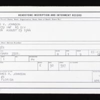 Headstone Inscription and Interment Record