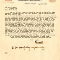 Letter from Randall Chase to Joshua Coffin Chase (August 9, 1919)