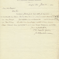 Letter from E. R. Trafford per William Beardall to Henry Shelton Sanford (June 22, 1884)