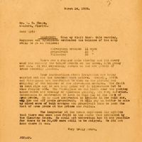 Letter from Joshua Coffin Chase to Sydney Octavius Chase (March 14, 1929)